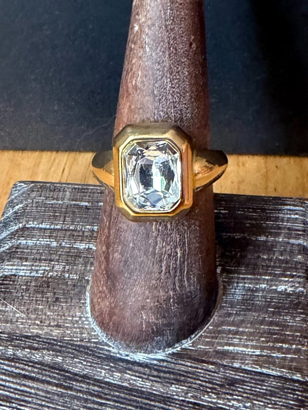 undance Faceted Emerald Cut Statement Ring